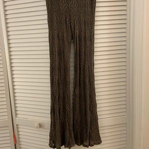 Olive green wide leg knit pants